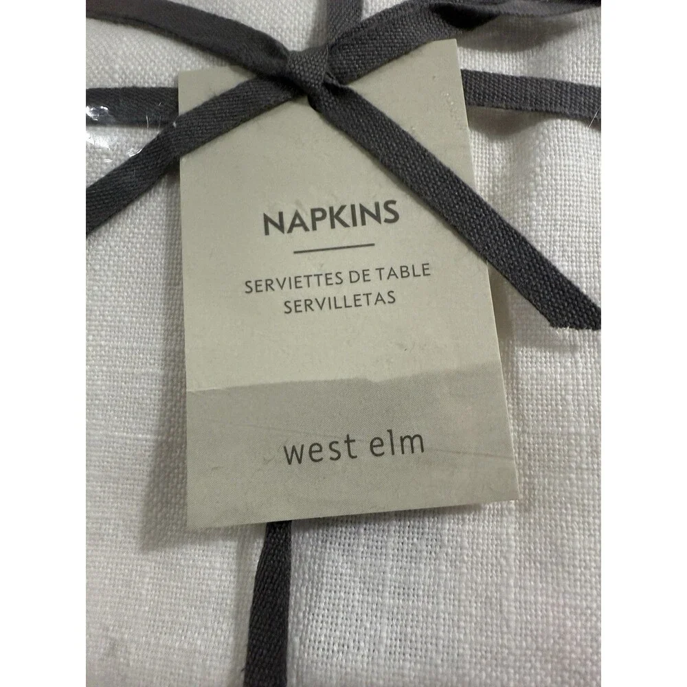 West Elm Napkins Set/4 White Green Colorblock 2 Color Design Contemporary NWT